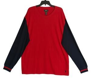 Polo Ralph Lauren Sleepwear Men's XL Crew Neck Long Sleeve Shirt Red Blue NWT